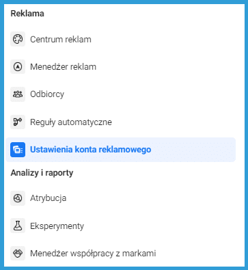 Ustawienia konta reklamowego