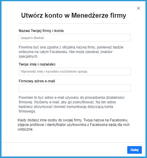 Tworzenie konta w menedżerze firmy - Instrukcja