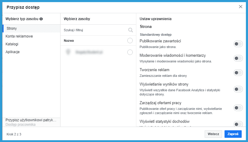 Przypisywanie zasobów w koncie firmowym na Facebooku