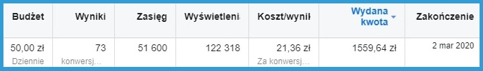 Wyniki Kampanii Lead Generation