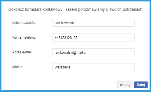 Reklama na Facebooku - Lead Ads