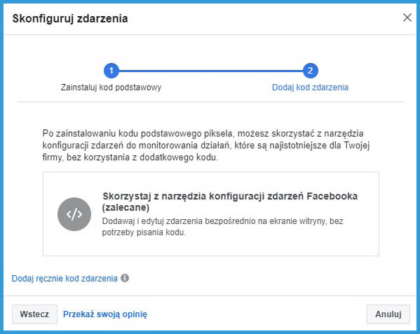 Kody zdarzeń - konfiguracja