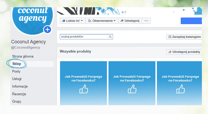 Fanpage na Facebooku jako sklep