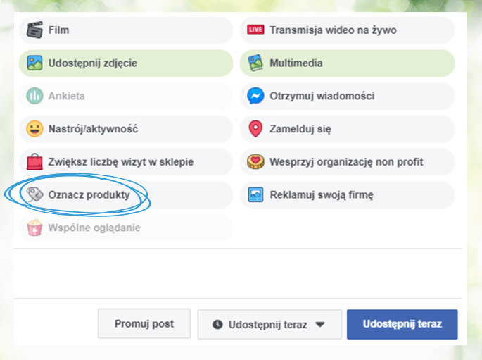 Jak oznaczyć produkt na Facebooku?