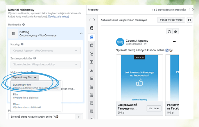 Reklama dynamiczna produktów z katalogu na Facebooku