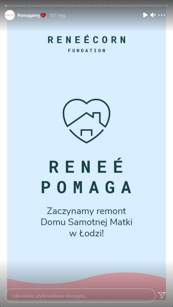 Informacje o akcji charytatywnej na Instagram Stories