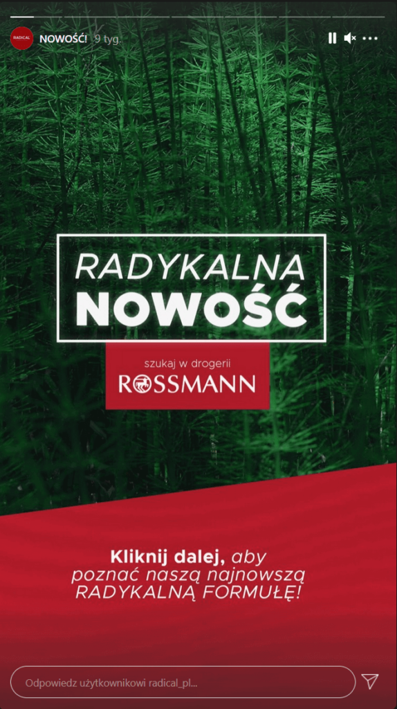 Informowanie o nowościach na Insta Stories.