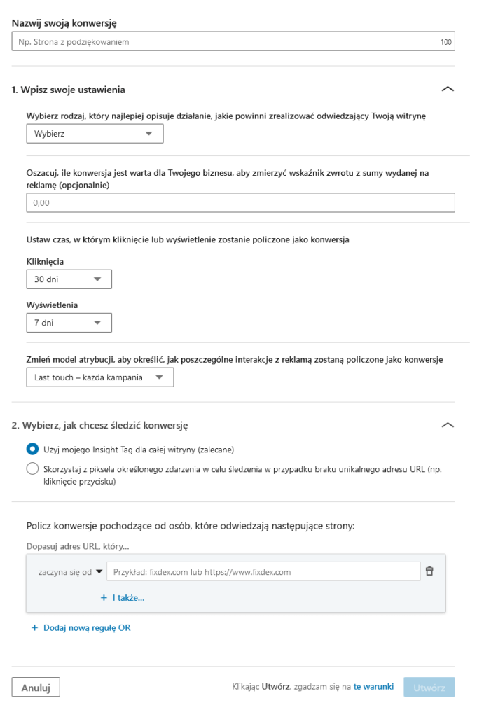Reklamy na LinkedIn - śledzenie konwersji