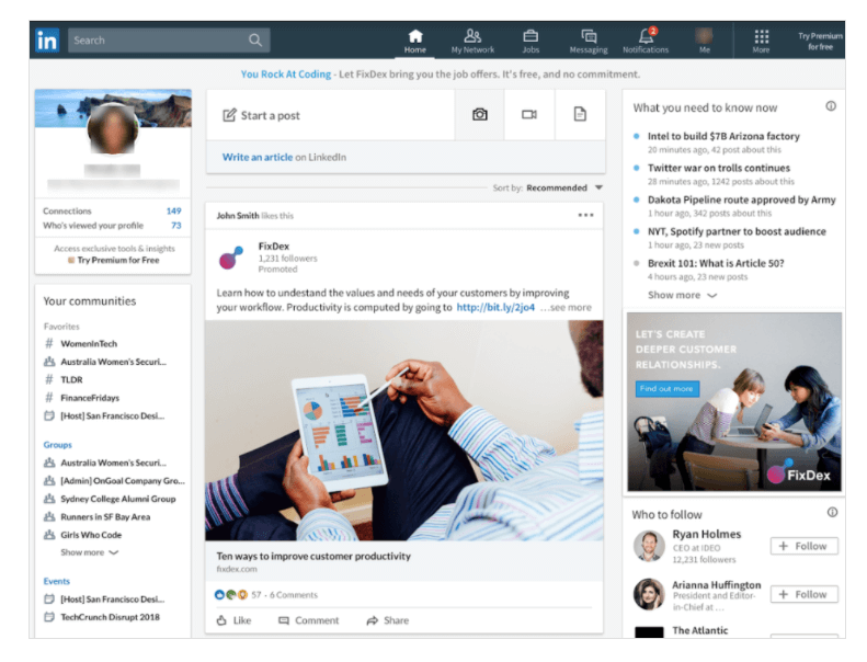 Przykład reklamy na LinkedIn - reklama z pojedynczą grafiką.