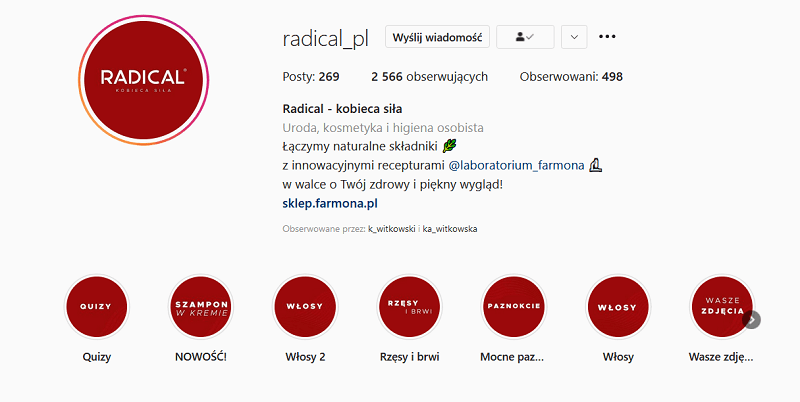 Wyróżnione relacje na Instagramie.