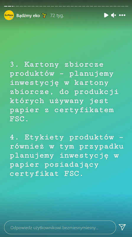 Zalety marki na Insta Stories.
