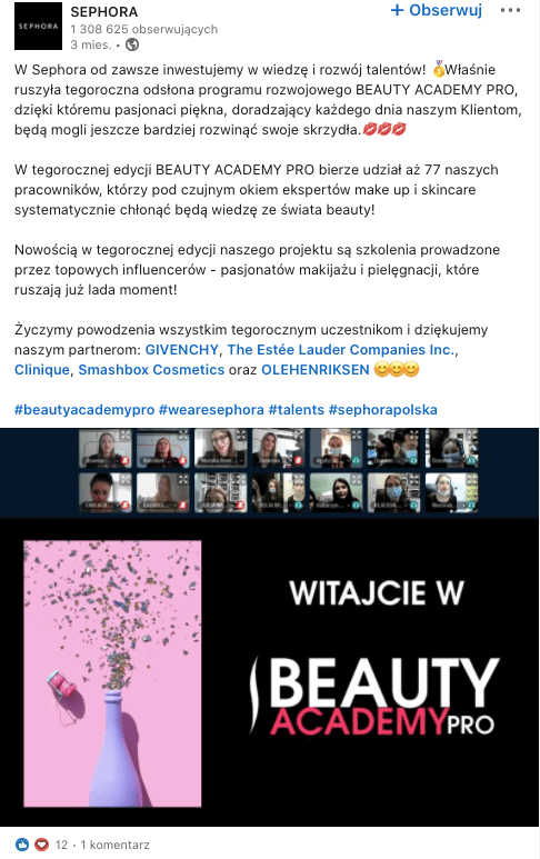 Branża beauty na LinkedIn - przykłady.