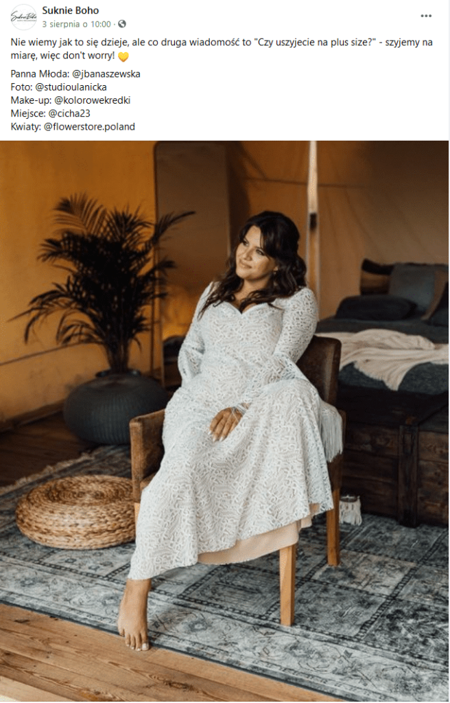 Branża fashion na Facebooku - przykłady postów reklamowych.