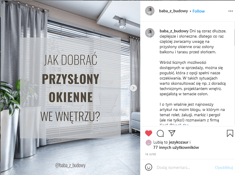 Branża budowlana na Instagramie.