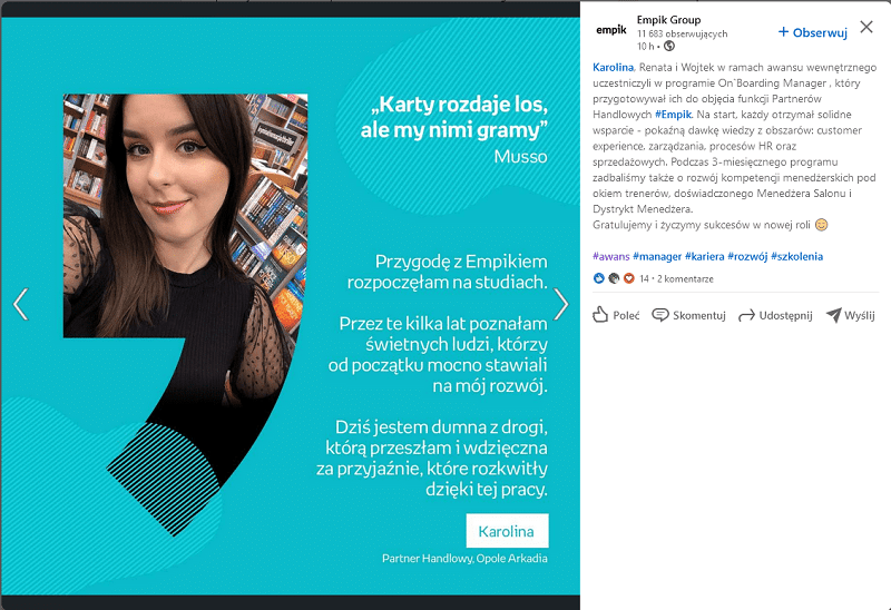 Employer Branding - przykłady na LinkedIn.