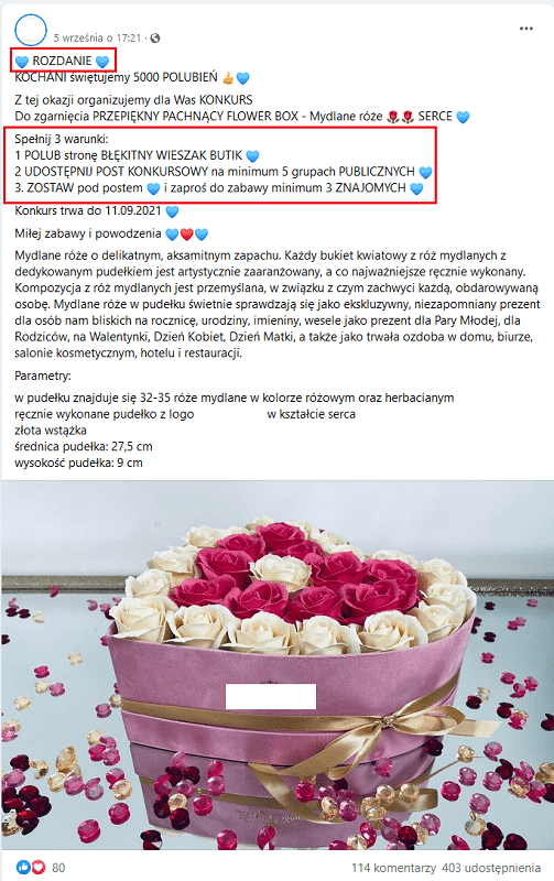 Konkursy na Facebooku - regulamin.