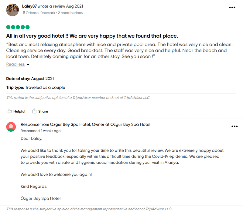Recenzje klientów w branży turystycznej - Trip Advisor.