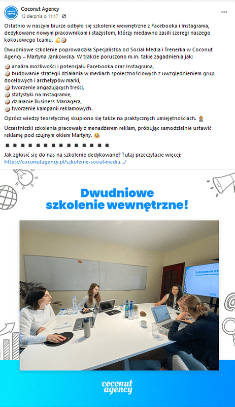 Szkolenia dedykowane z social mediów - Facebook, Instagram, LinkedIn.