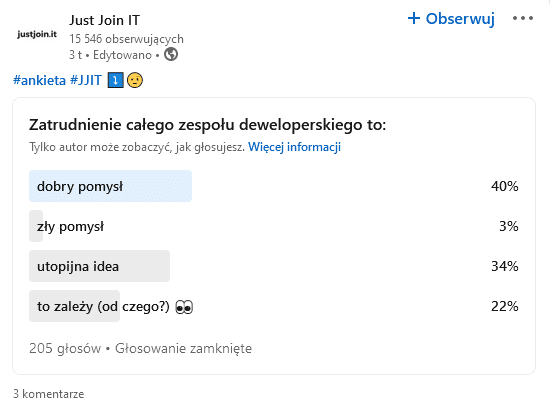 Ankiety na LinkedIn - strona firmowa.