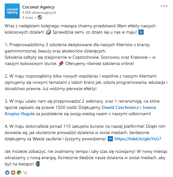 Strona firmowa na linkedin - employer branding.