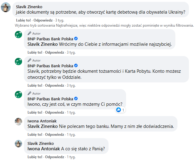 Moderacja na Facebooku - branża finansów