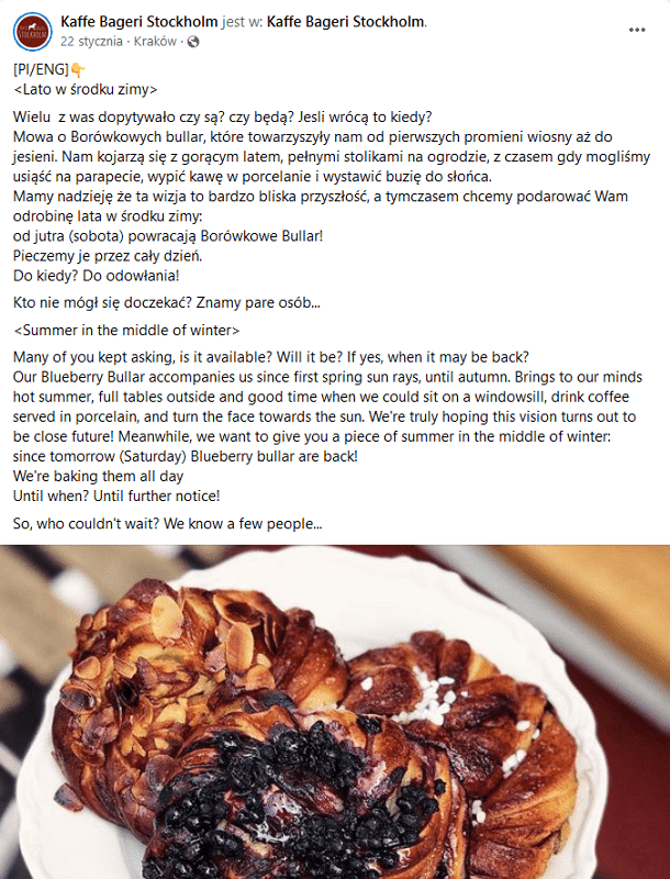 Restauracja w social mediach - dwujęzyczne posty