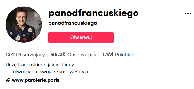 Bio na TikToku prezentujące tematykę publikowanych treści