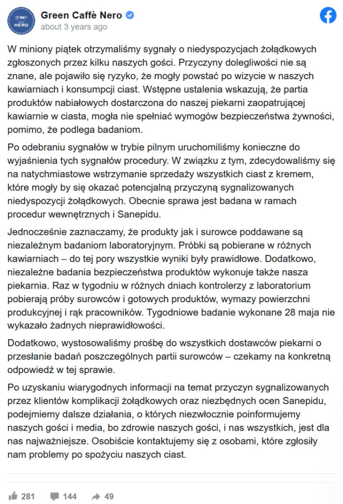 Green Caffe Nero – kryzys w social mediach.