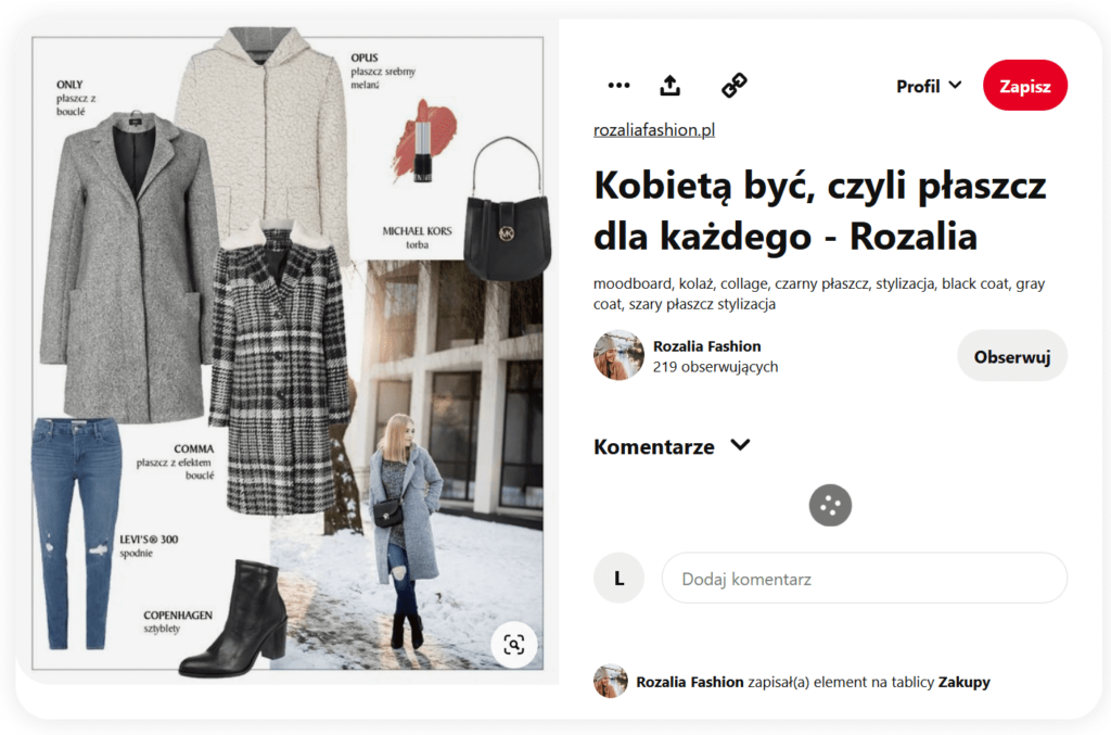 Branża odzieżowa na Pintereście
