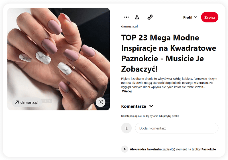 Pinterest dla firm - linkowanie pinów do strony internetowej