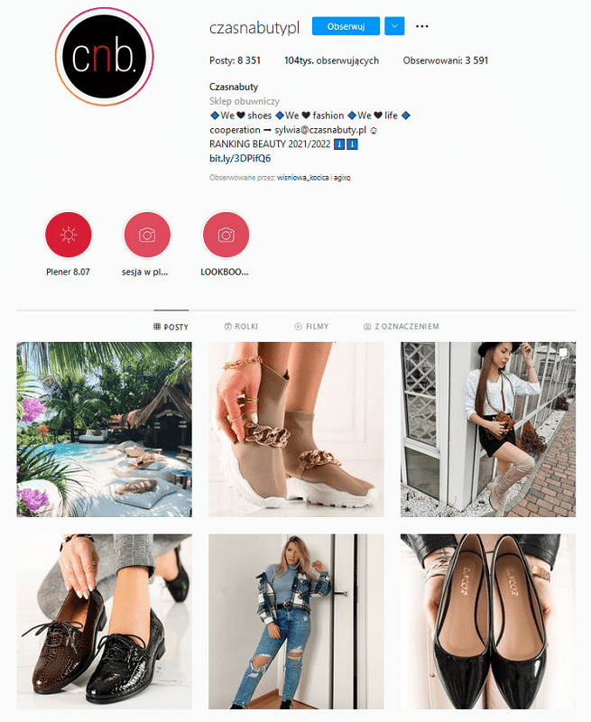 Marka z branży obuwniczej na Instagramie