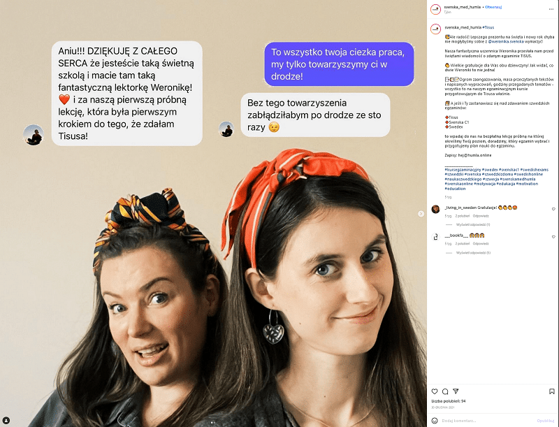 Opinie klientów o szkole językowej w social media