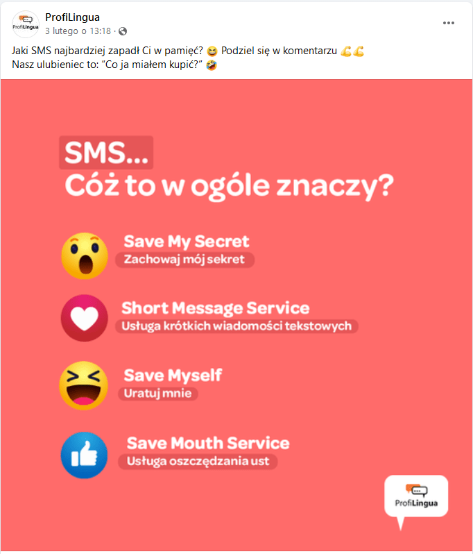 Szkoła językowa - profile w social mediach