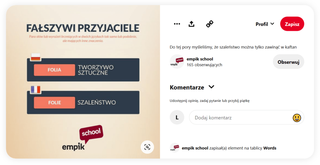 Szkoła języków obcych na Pinterest