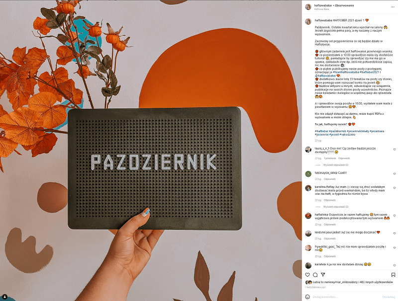 Haftowana baba - akcja na zaangażowanie - Haftober - UGC