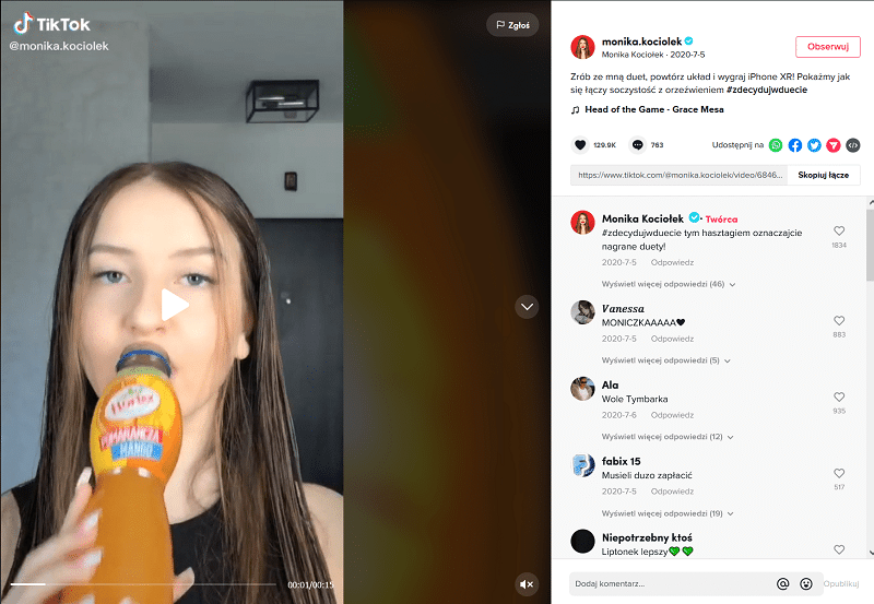 Hortex - challenge na TikToku - user generated content