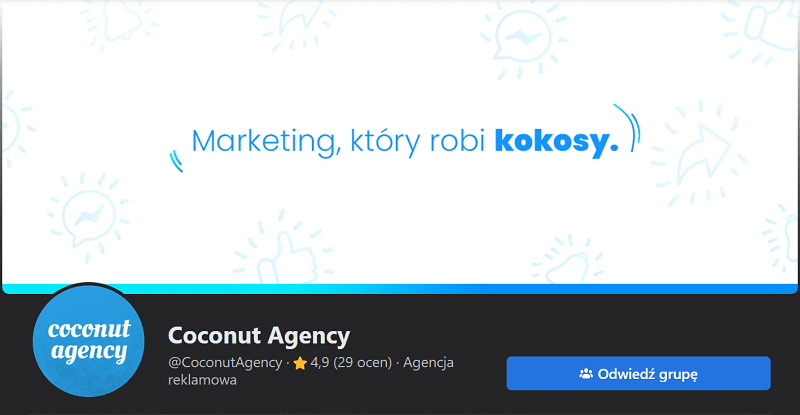 Przycisk CTA na fanpage'u marki na Facebooku