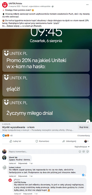 Real Time Marketing - wpadka mBank - nieudany rtm Unitek