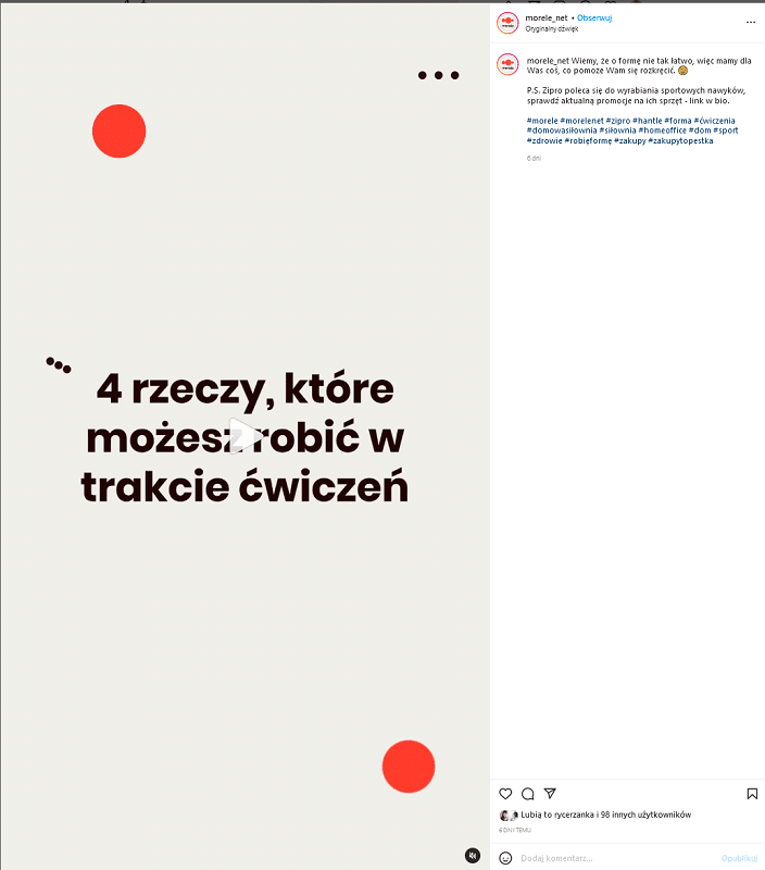Sklep z elektroniką na Instagramie