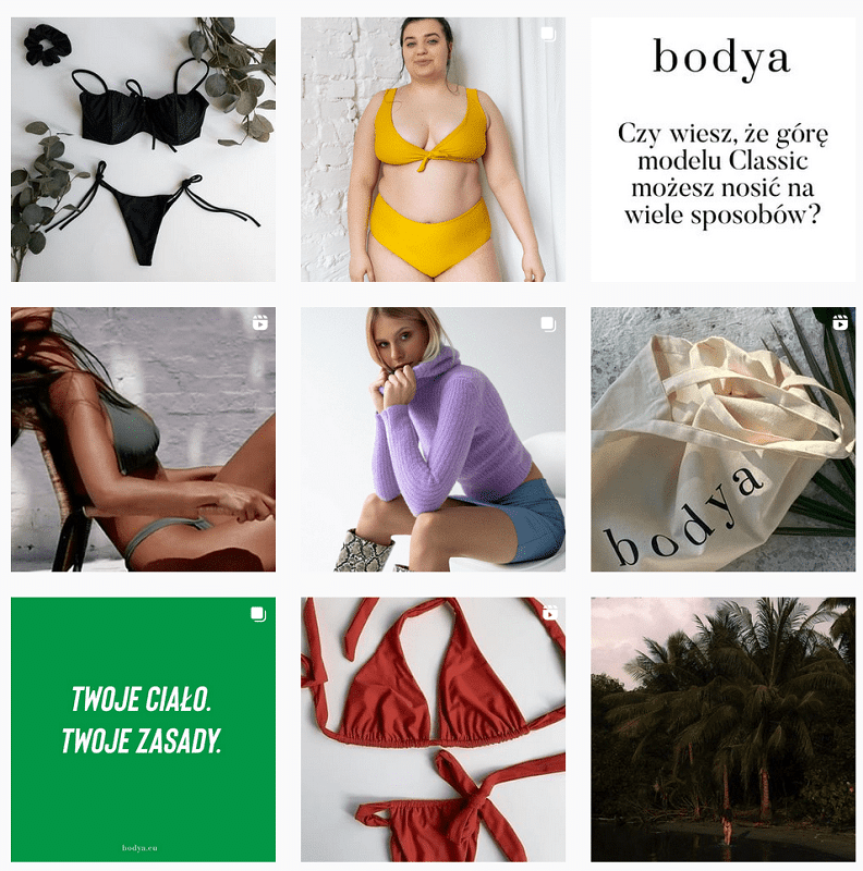 Feed na Instagramie - sklep z bielizną Bodya