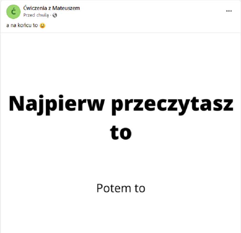 Post na FB - kolejność czytania komunikatów w poście