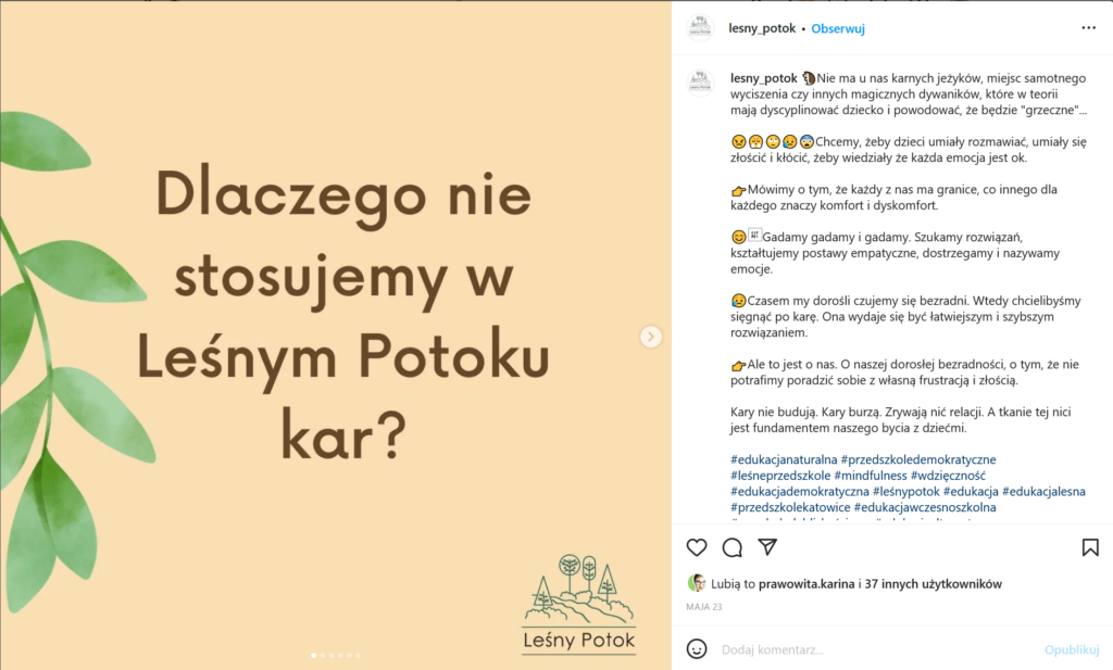 Przedszkole na Instagramie