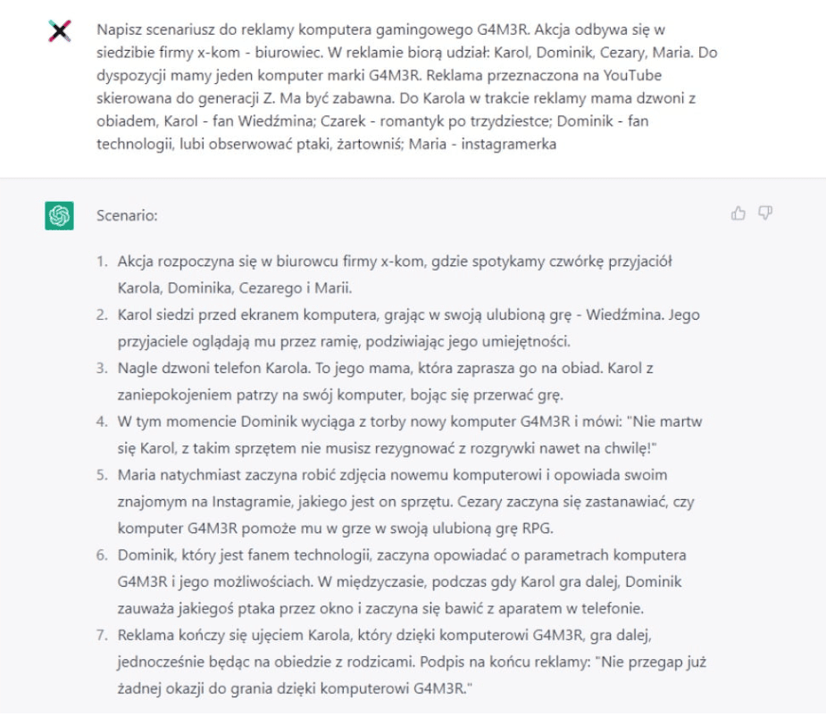 ChatGPT w marketingu – kampania reklamowa firmy X-kom.