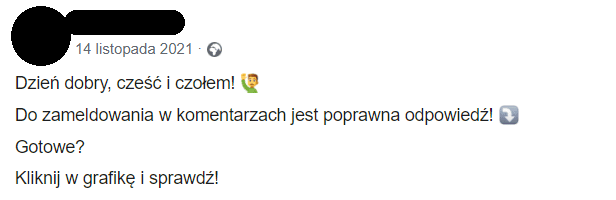 Język komunikacji na profilu sklepu mundurowego na Facebooku.