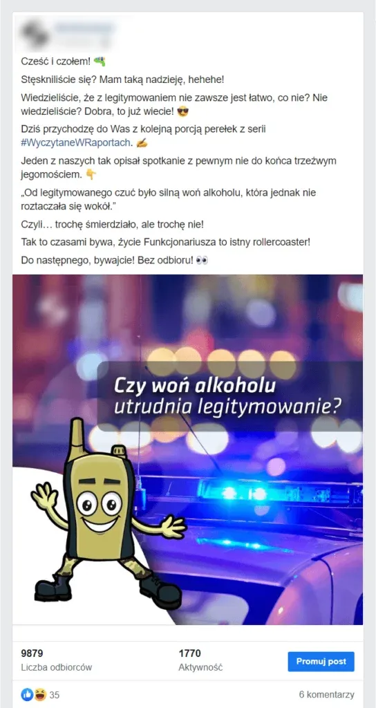 Post z brand hero na profilu sklepu dla służb mundurowych na Facebooku.